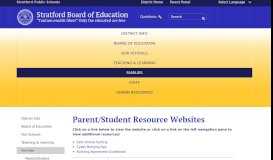 
							         Parent/Student Resource Websites - Stratford Public Schools								  
							    