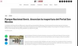
							         Parque Nacional Iberá: Anuncian la reapertura del Portal San Nicolás ...								  
							    