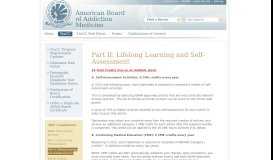 
							         Part II: Lifelong Learning and Self-Assessment - American Board of ...								  
							    