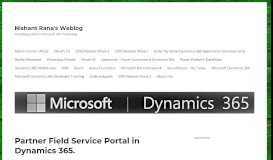 
							         Partner Field Service Portal in Dynamics 365. | Nishant Rana's Weblog								  
							    