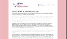 
							         Partners Biobank: A Treasure Trove of Data | Brigham Clinical ...								  
							    