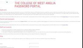 
							         Password Reset Portal - College of West Anglia								  
							    