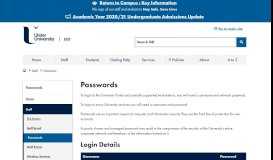 
							         Passwords - Ulster University ISD								  
							    