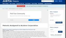 
							         Patents Assigned to Acxiom Corporation - Justia Patents Search								  
							    