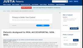
							         Patents Assigned to MOL ACCESSPORTAL SDN. BHD. - Justia ...								  
							    