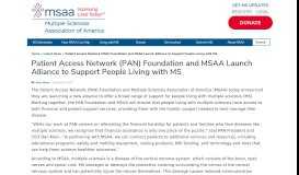 
							         Patient Access Network (PAN) Foundation and MSAA Launch Alliance ...								  
							    
