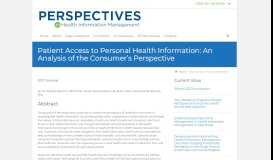 
							         Patient Access to Personal Health Information: An Analysis of the ...								  
							    