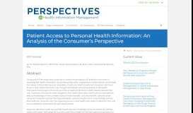 
							         Patient Access to Personal Health Information - Perspectives | In ...								  
							    