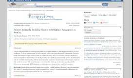 
							         Patient Access to Personal Health Information: Regulation vs. Reality								  
							    