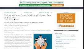 
							         Patient Advisory Councils: Giving Patients a Seat at the Table -- FPM								  
							    