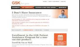 
							         Patient Assistance Enrollment | Uninsured | GSKForYou								  
							    