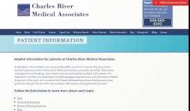
							         Patient Information | Charles River Medical Associates								  
							    
