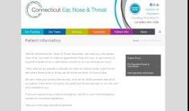 
							         Patient Information | Connecticut Ear, Nose & Throat Associates								  
							    