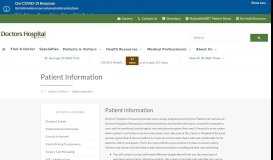 
							         Patient Information | Doctors Hospital of Sarasota								  
							    