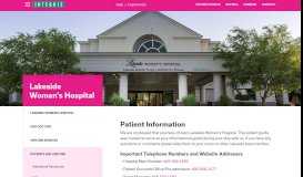 
							         Patient Information | INTEGRIS - Lakeside Women's Hospital								  
							    