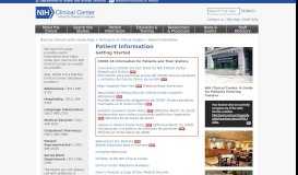 
							         Patient Information - NIH Clinical Center								  
							    