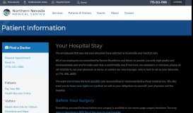
							         Patient Information | Northern Nevada Medical Center Reno–Sparks								  
							    