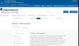 
							         Patient Information | Northwest Medical Center								  
							    