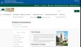 
							         Patient Information | Oak Hill Hospital | Brooksville, FL								  
							    