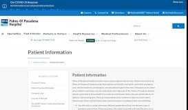 
							         Patient Information | Palms of Pasadena Hospital | St. Petersburg, FL								  
							    