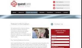 
							         Patient Information | Questcare Medical Clinic								  
							    