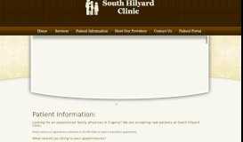 
							         Patient Information - South Hilyard Clinic								  
							    