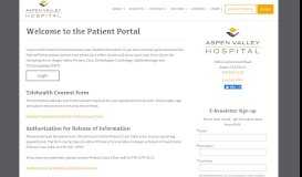 
							         Patient Portal - Aspen Valley Hospital								  
							    