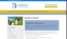 
							         Patient Portal – Connecticut Ears, Nose, & Throat								  
							    