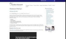 
							         Patient Portal - Hamilton Memorial Hospital								  
							    