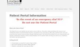 
							         Patient Portal Information ~ Lovelace Family Medicine, PA								  
							    