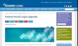 
							         Patient Portal Login Upgrade | Harbin Clinic								  
							    