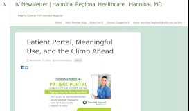 
							         Patient Portal, Meaningful Use, and the Climb Ahead | IV Newsletter ...								  
							    