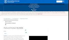 
							         Patient Portal: MyMSK | Memorial Sloan Kettering Cancer ...								  
							    