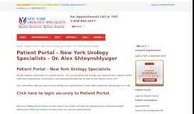 
							         Patient Portal – New York Urology Specialists – Dr. Alex Shteynshlyuger								  
							    