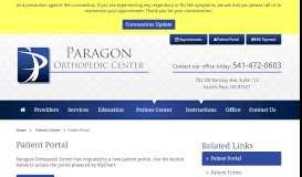 
							         Patient Portal - Paragon Orthopedic Center								  
							    