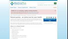 
							         Patient portals - an online tool for your health: MedlinePlus ...								  
							    