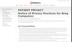 
							         Patient Privacy – Breg, Inc.								  
							    