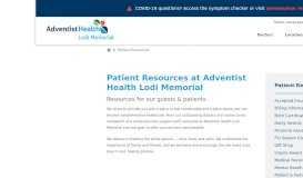 
							         Patient Resources | Adventist Health Lodi Memorial								  
							    