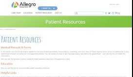 
							         Patient Resources | Allegro Pediatrics								  
							    