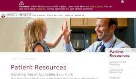 
							         Patient Resources | Mercy Health Physician Partners								  
							    