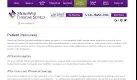 
							         Patient Resources - MetroWest Physician Services								  
							    