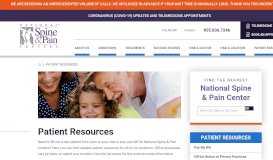 
							         Patient Resources | National Spine & Pain Centers (VA)								  
							    
