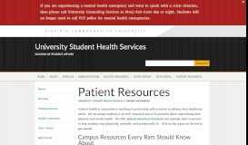 
							         Patient Resources | University Student Health Services								  
							    