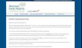 
							         Patient Resources/FAQs | Merrimack Family Medicine								  
							    