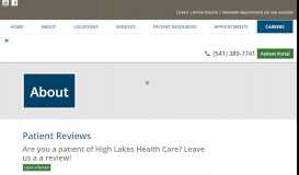 
							         Patient Reviews - High Lakes Healthcare								  
							    