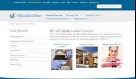 
							         Patient Services and Centers - The Corvallis Clinic								  
							    