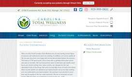 
							         Patient Testimonials - Carolina Total Wellness								  
							    