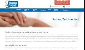 
							         Patient Testimonials | Doctors Care								  
							    
