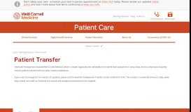 
							         Patient Transfer | Weill Cornell Medicine								  
							    