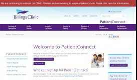 
							         PatientConnect - Billings Clinic								  
							    